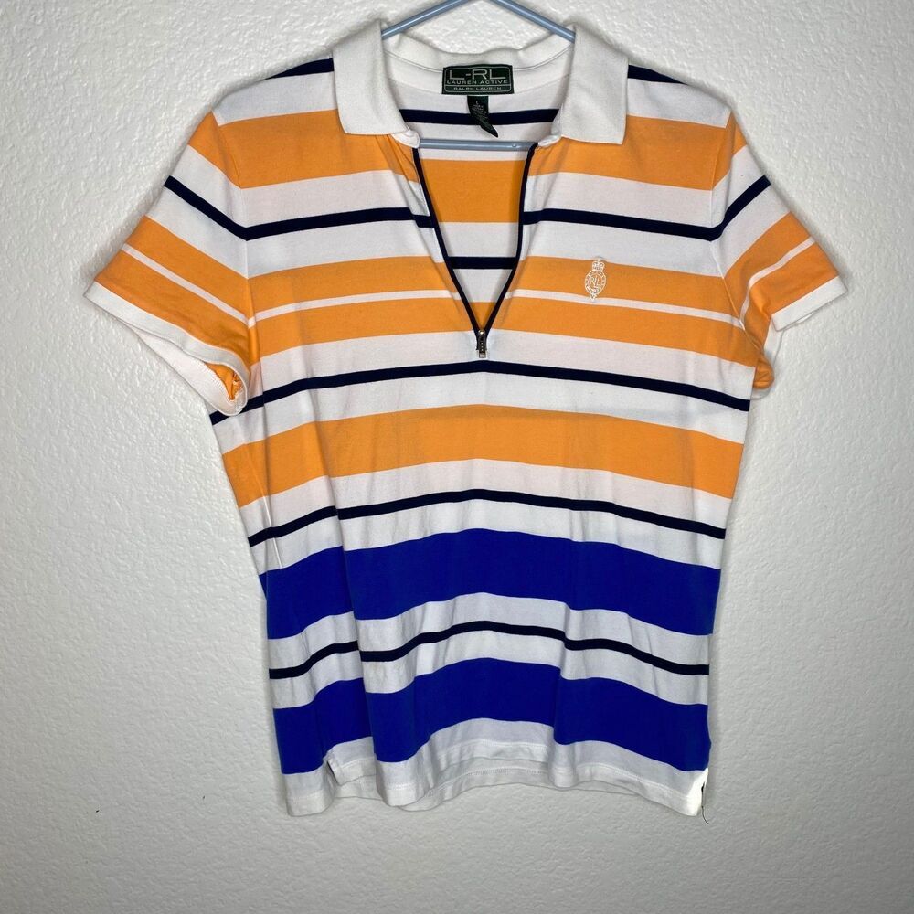 Lauren Ralph Lauren womens active striped quarter zip top rugby golf outdoors L